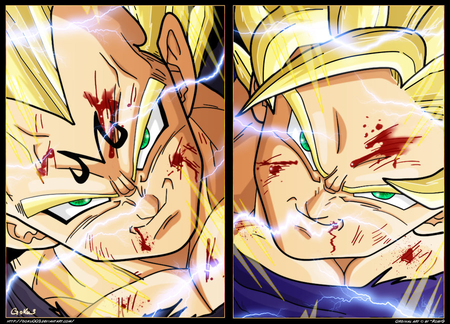 SSJ2 Vegeta vs Majin Goku