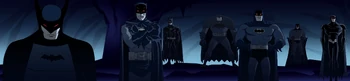 Seven iterations of Batman from the past 75 years hitherto.