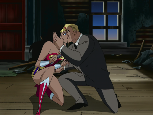 justice league unlimited wonder woman and batman kiss