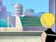  at the enterance to the Fenton Botanical Gardens