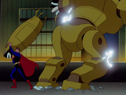 Superman fights the Lexo-Skel Suit