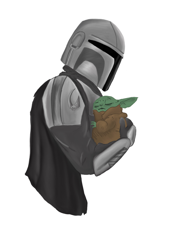 Drawing Baby Yoda grogu // the Mandalorian. Star Wars Fan 