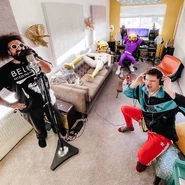 Reggie Watts, Ivan and Peter, and DJ Flula in the studio