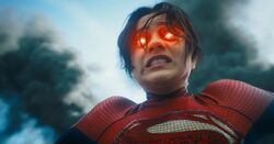 Supergirl charges heat vision