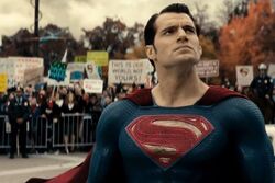 Superman arriving at the Hearing