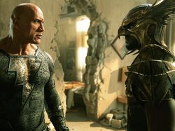 Black Adam confronts Hawkman - Total Film promo still