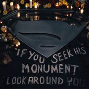 Superman logo at memorial