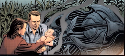 Baby Kal-El discovered by Martha and Jonathan Kent