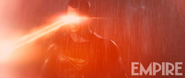 Superman uses his heat vision in the rain