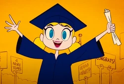 Quinzel graduates with a degree in psychiatry