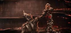 Cyborg fighting Steppenwolf