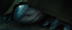 King Shark hides from the soldiers