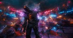 An unrecognizable old  from the future covered in .