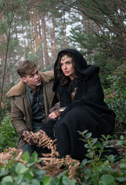 Steve Trevor and Diana in a forest