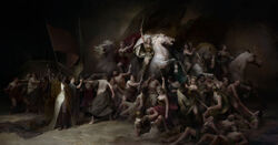 Hippolyta leading the Amazon revolt against humanity