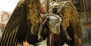 Hawkman arrives at Kahndaq - Black Adam shot