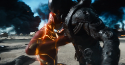Flash kills a kryptonian soldier