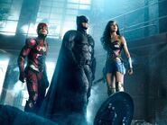The Flash, Batman and Wonder Woman staring