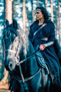 Diana on horseback.