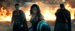 Superman, Wonder Woman and Batman stand strong