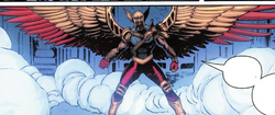 Hawkman is surrounded by mist