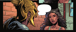 Hawkman asks Maxine Hunkel to join the Justice Society