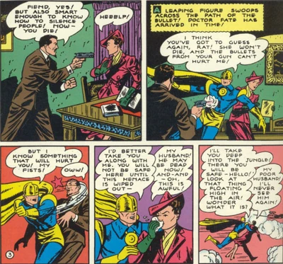 Por algum tempo, Destino deixou o Elmo de Nabu de lado e cuidava dos bandidos na base do murro. Obviamente sua Invulnerabilidade e Telecinésia ajudavam.