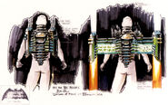 Concept art for Mr. Freeze's jetpack.