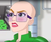 Lena in her battle suit without her wig
