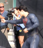 Henry Cavill on set.jpg (244 KB) Henry Cavill on set as Superman between shooting.