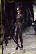 Anne Hathaway on set as Catwoman.