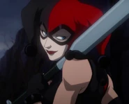 Harley Quinn voiced by Hynden Walch in Batman: Assault on Arkham.