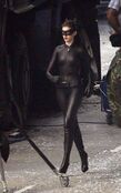 Anne Hathaway on set as Catwoman.