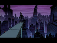 Batman surveys Gotham after the defeat of the Joker.