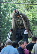 Tom Hardy on set as Bane.