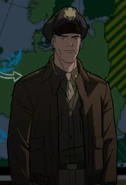 Steve Trevor voiced by Chris Diamantopoulos in the Tomorrowverse films.