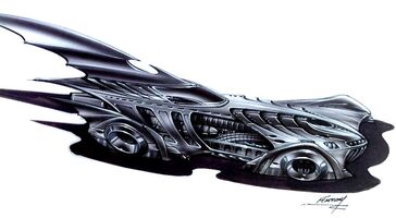 Concept art for the Batmobile in Batman Forever.