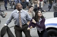 Perry and Jenny.jpg (708 KB) Perry White and Jenny Jurwich running from the destruction of The Daily Planet.