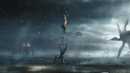 Orm's trident is shattered by the Trident of Atlan, signalling his brother's victory