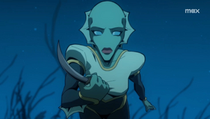 Nina with a knife