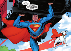 Superman carrying an ambulance