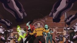 Creature Commandos are surrounded by guards