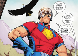 Smith wearing his Peacemaker Suit