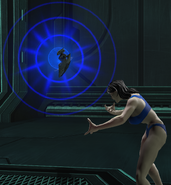 A player summoning a robot sidekick.