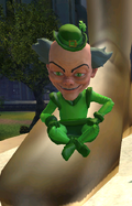 Mxyzptlk at the Superman statue.