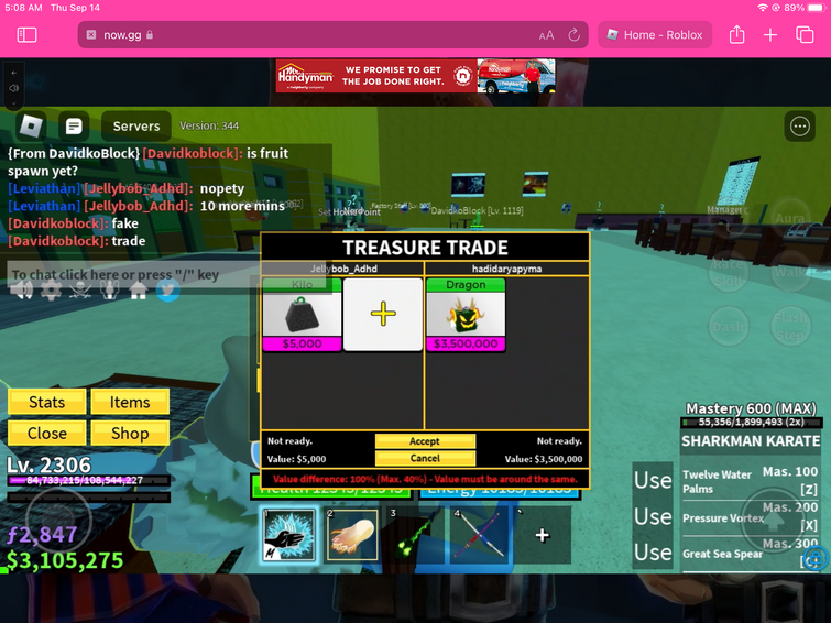 Taking W Trades For 10 Minutes In Blox Fruits!, Roblox