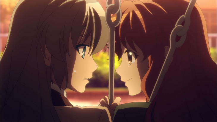 Magical Girl Spec-Ops Asuka Episode 12. Asuka and Kurumi reflect that  sometimes, a thank you is nice to hear.