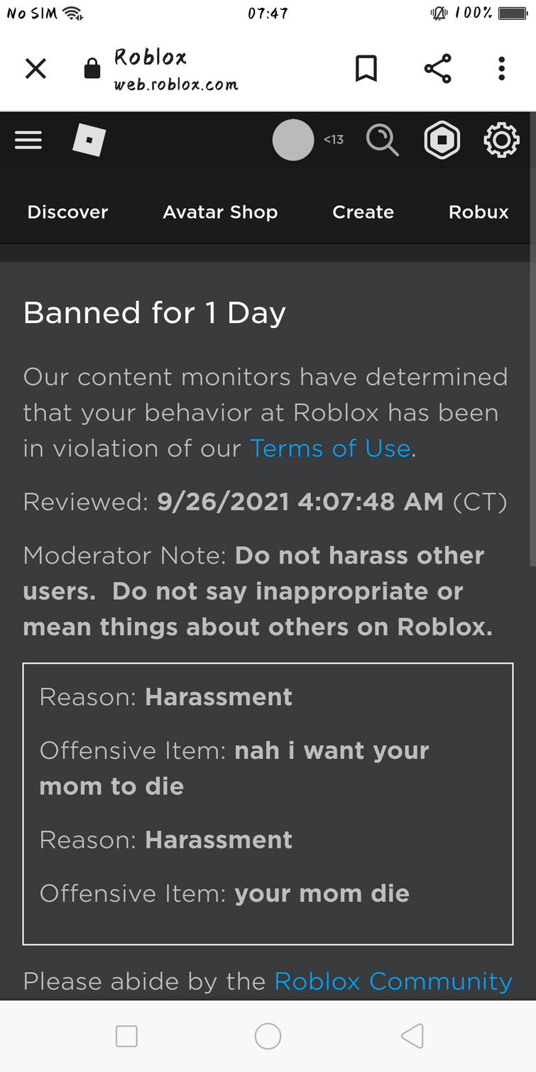 Roblox Banned ME FOR 1 DAY 