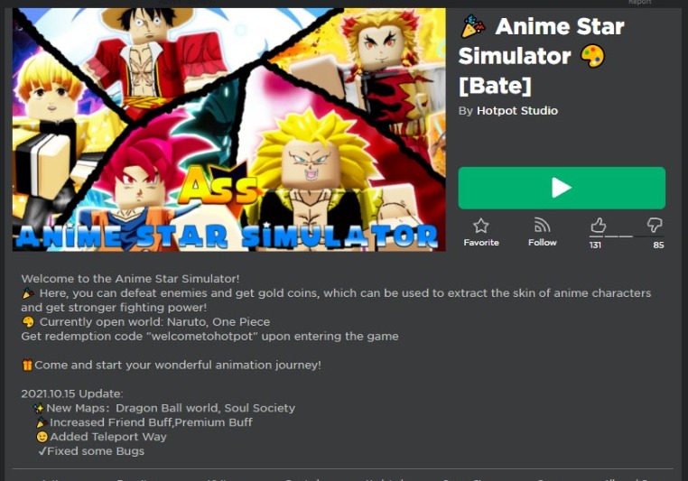 Anime Star Simulator codes