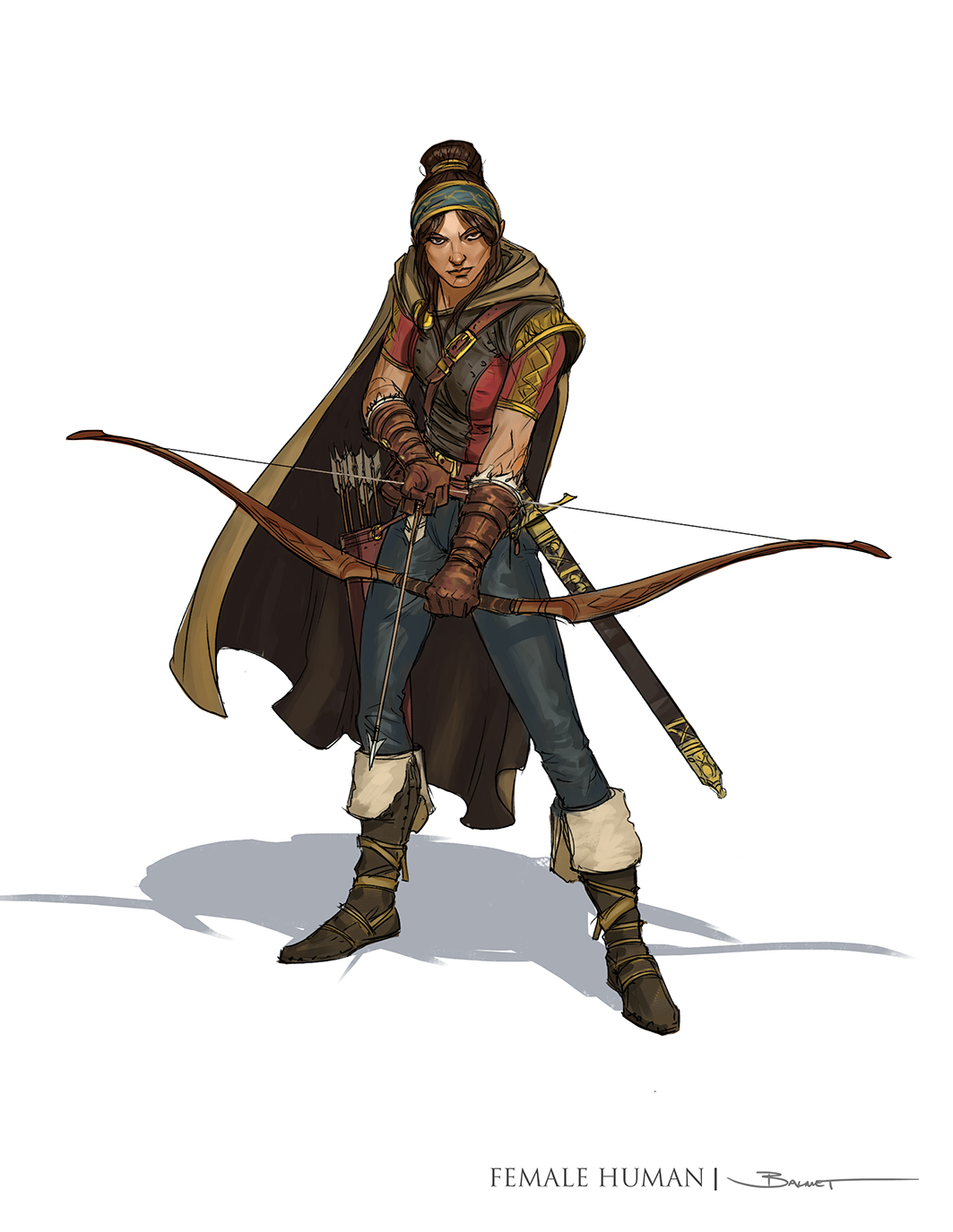 human ranger with longbow